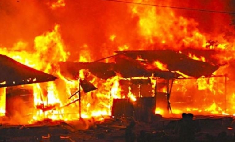 Fire destroys Sokoto Old Market. File photo of a fire scene