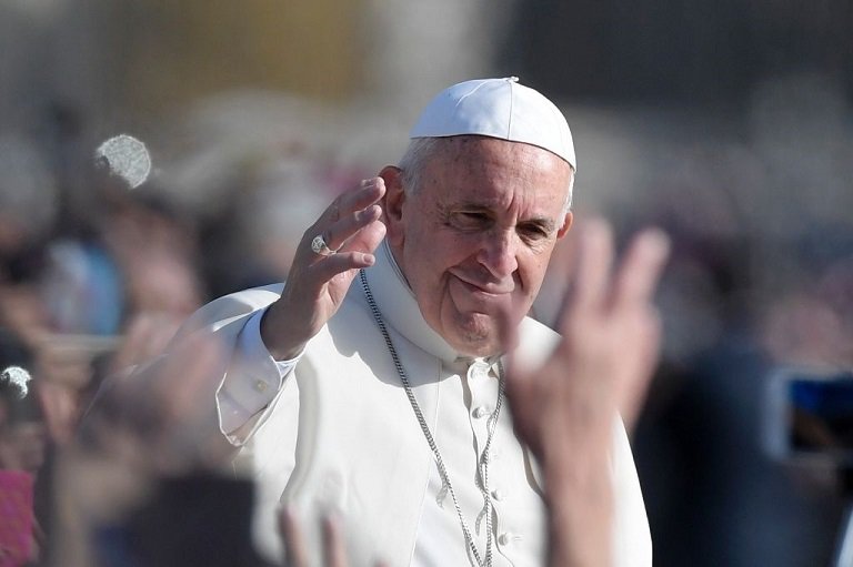 FILE PHOTO: Pope Francis says he praying fro French Catholics following Notre Dame fire