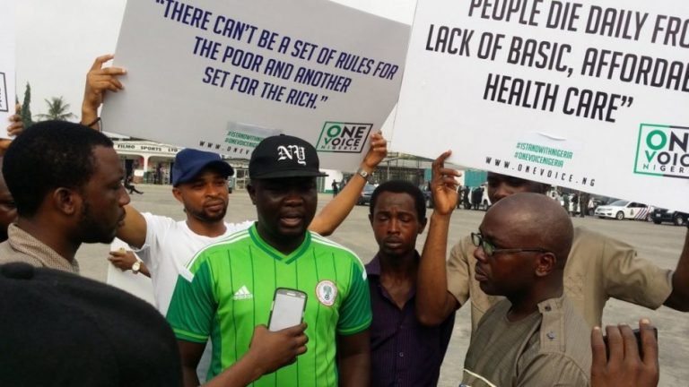 Seyi Law joined protesters at the National Stadium Surulere Rule of Law