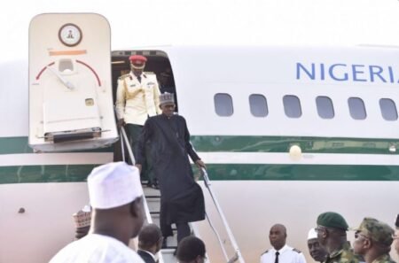 FILE PHOTO: President Muhammadu Buhari arrives Nigeria since leaving on 19 January on medical vacation to the UK