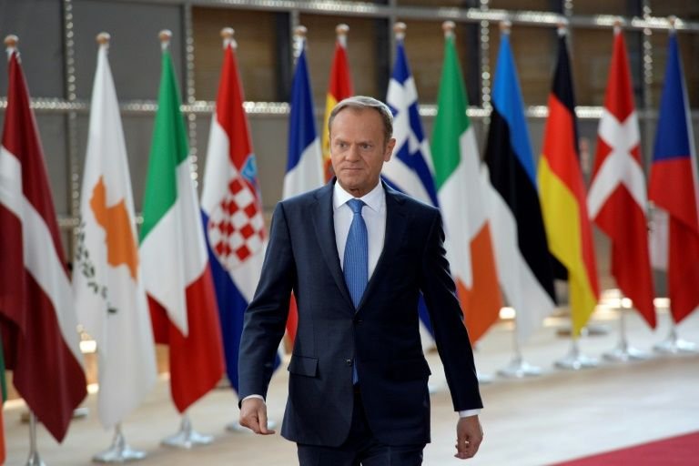 EU President Donald Tusk in Brussels at the HQ of the European Council, on April 29, 2017 for a summit on Brexit negotiating guidelines AFP