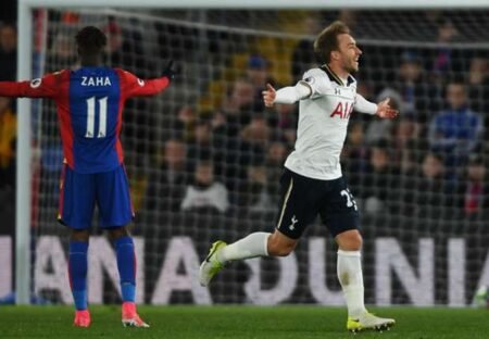 Christian Eriksen celebrates for Tottenham