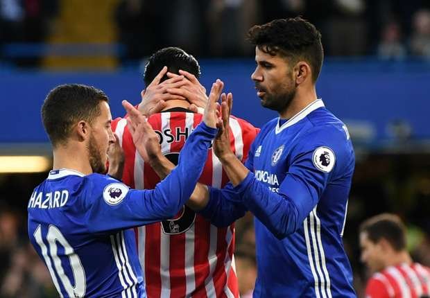 Chelsea forwards Eden Hazard and Diego Costa