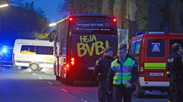 The Borussia Dortmund team bus was damaged by an explosion