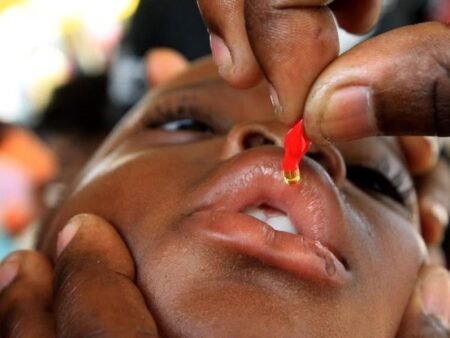 A child getting immunisation against polio