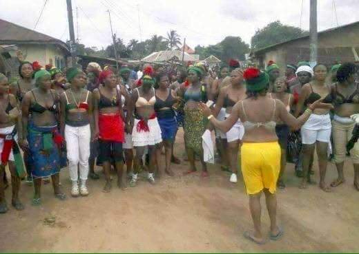 Pro-Biafra women protest half-naked against soldiers