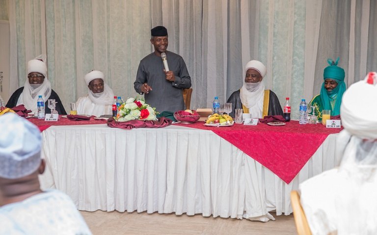 Nigeria's acting President Prof Yemi Osinbajo breaking Ramadan Fast with Northern Traditional Rulers. SH. Abj 19th June Photo: Novo Isioro