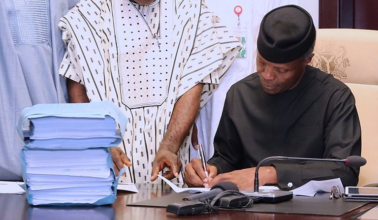 Nigeria's acting President, Prof Yemi Osinbajo has signed Forestry and Medical bills into law