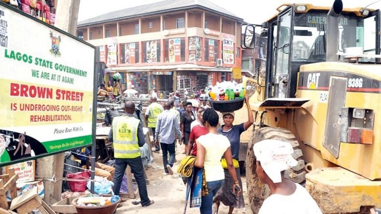 Brown Street in Oshodi, Lagos where the suspected kidnapper was clubbed to death