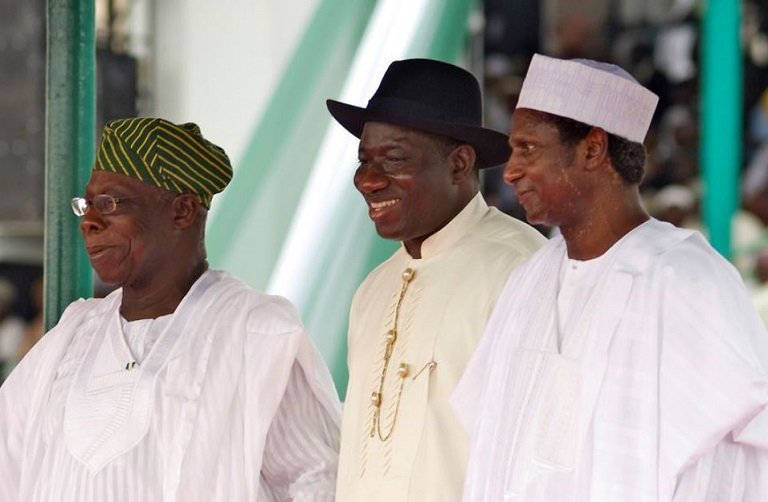 Presidents Olusegun Obasanjo, Goodluck Jonathan and Musa Yar'Adua