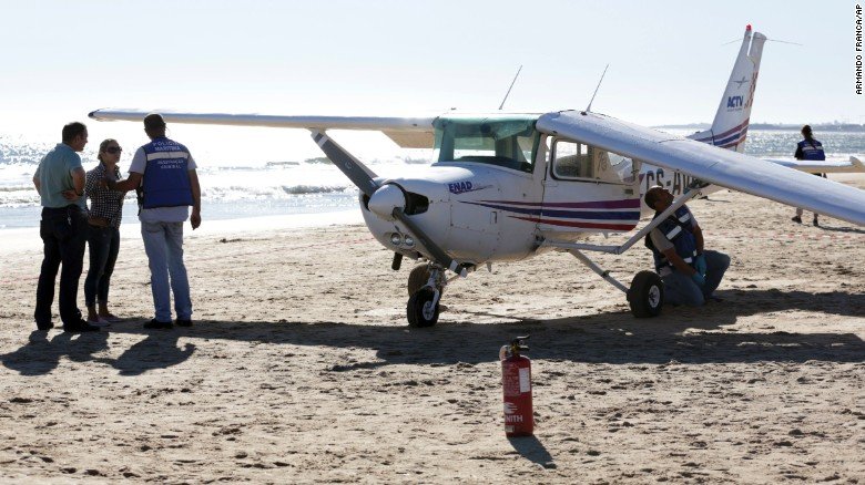 The plane that struck and killed two people on a beach.