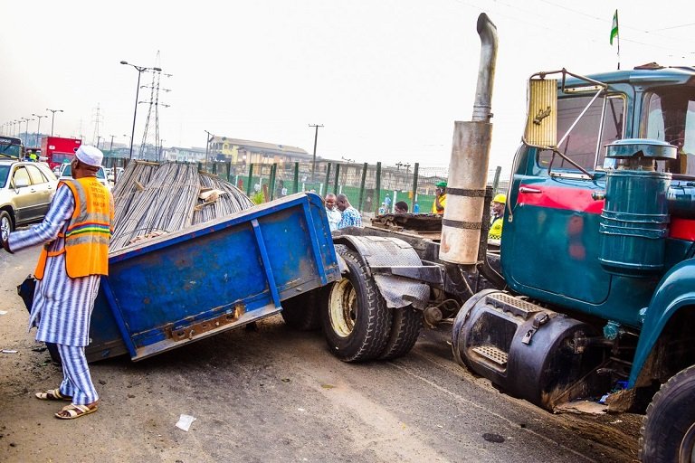 LASEMA officials at the scene of an accident in Lagos