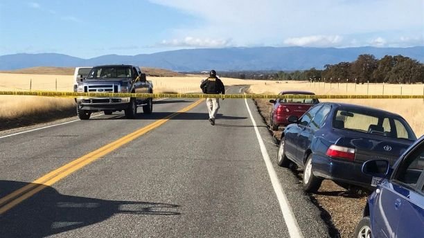 Police roadblocks around where the shooting took place