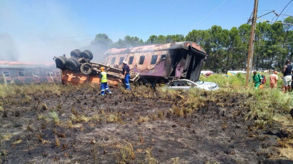 Several carriages were overturned when emergency services arrived.