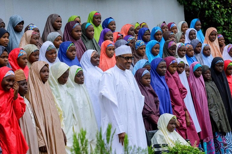 President Muhammadu Buhari met with released Dapchi schoolgirls in Abuja, Nigeria's capital