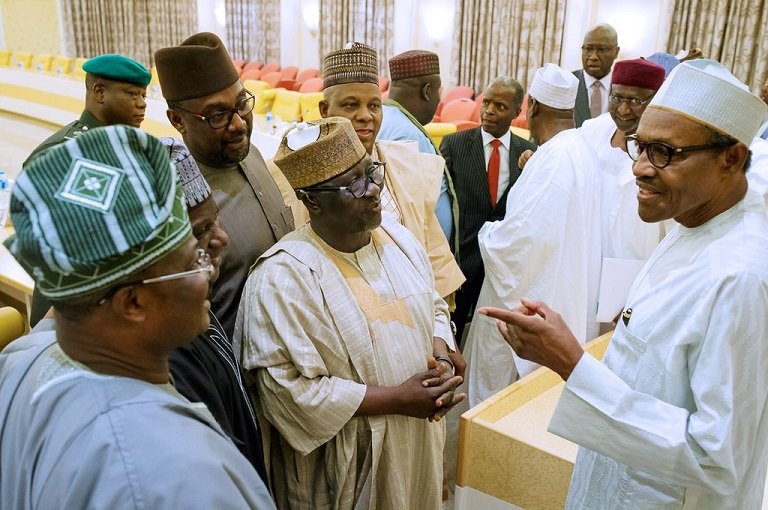 President Muhammadu Buhari met with APC governors at the Presidential Villa on Thursday