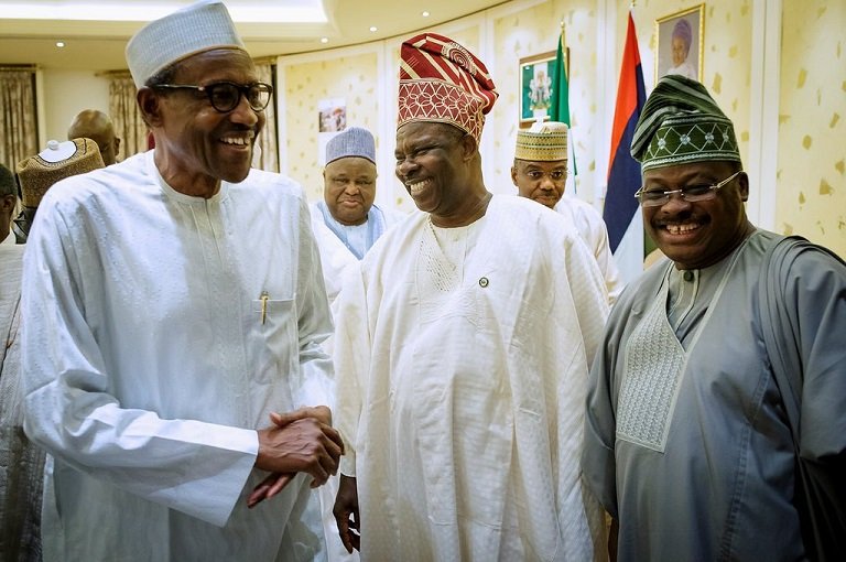 President Muhammadu Buhari, Governor Ibikunle Amosun of Ogun and Governor Abiola Ajimobi of Oyo