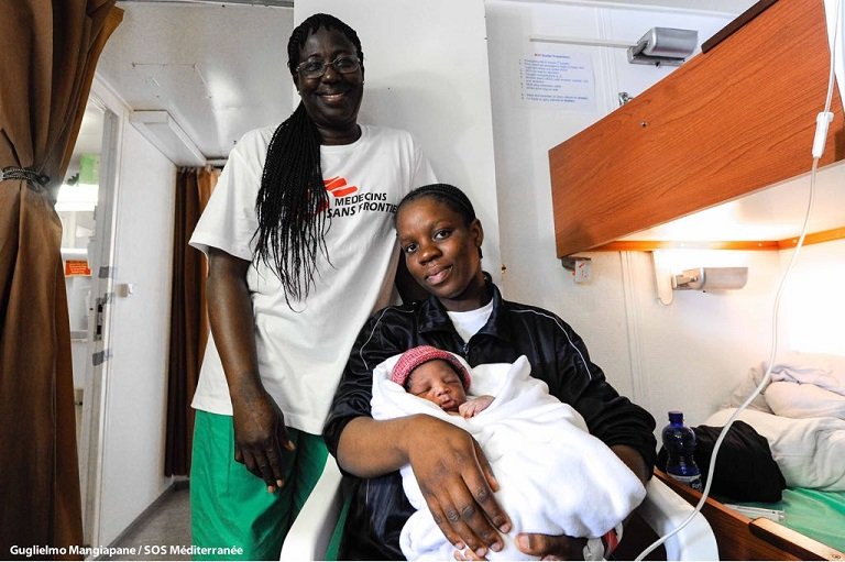 A female migrant has delivered a baby boy named Miracle aboard MV Aquarius
