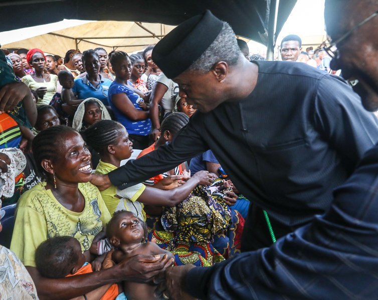 Prof Yemi Osinbajo had more than a chat with IDPs, he connected with them