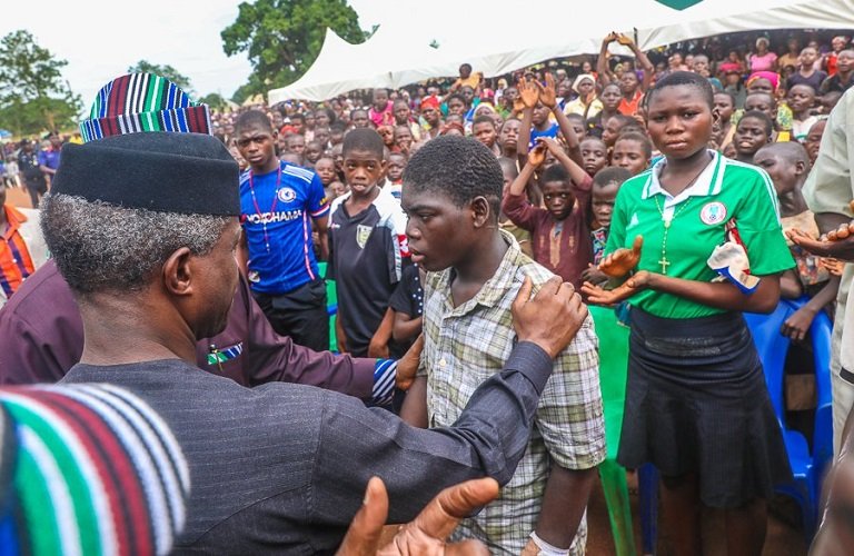 FILE: Vice President Yemi Osinbajo visited Abegana, Daudu Gbajimba, NKST communities