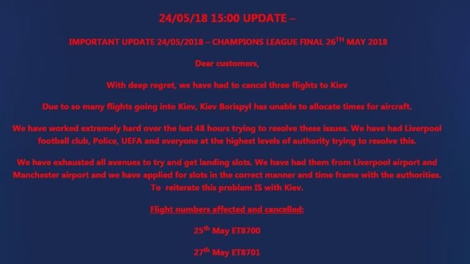 Worldchoice Sports have left hundreds of Liverpool fans stranded for the Champions League final after flight cancellation