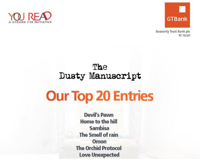 Twenty Nigerian writers have reached the next stage of The GTBank Dusty Manuscript Contest