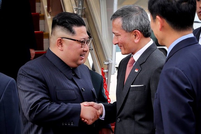 Kim Jong-un has arrived in Singapore two days before summit with US President Donald Trump Vivian Balakrishnan/Twitter