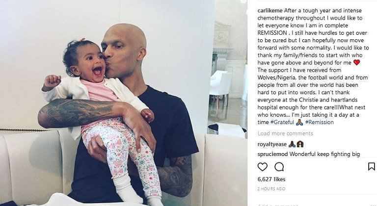 Wolves and Nigeria goalkeeper Carl Ikeme has completed Remission