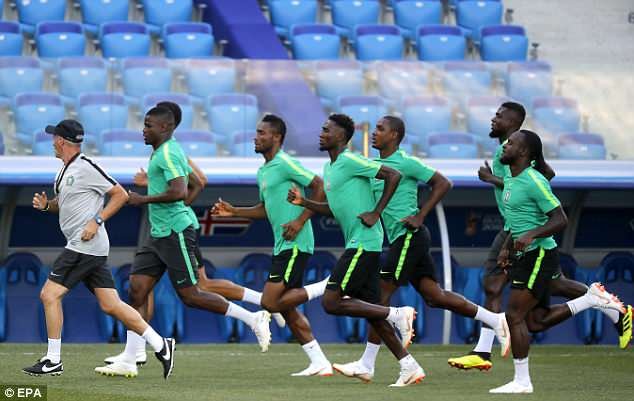Nigeria train on Thursday in preparation for crunch clash against Iceland