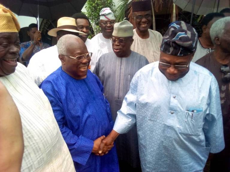 Chief Olusegun Obasanjo visited Chief Bode George to commiserate with him over his son's death