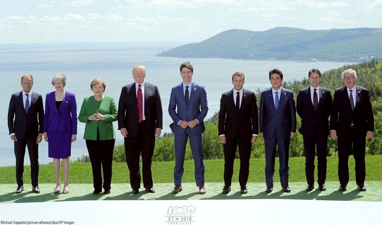 President Trump was isolated at the G7 summit held at the Hotel Fairmont Le Manoir in Quebec