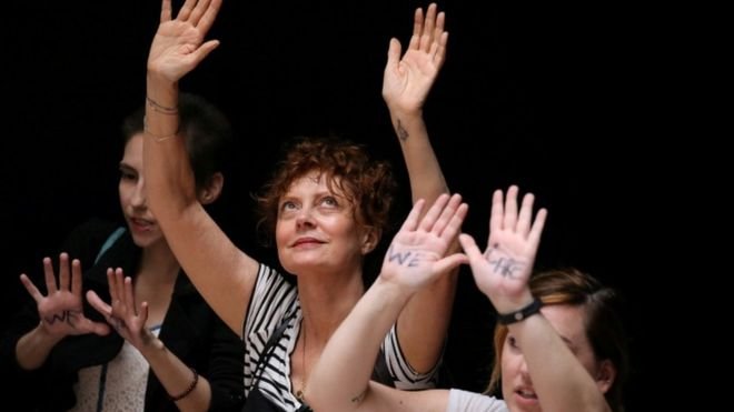 US actress Susan Saradon was arrested at a sit-in in support of migrants at a US Senate building