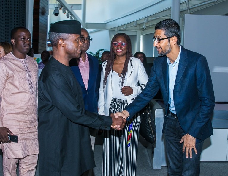 Google CEO Sundar Pichai receives Vice President Yemi Osinbajo to the company's headquarters