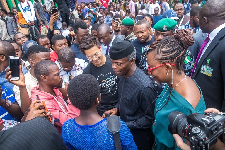 VP Osinbajo interacts with participants at the launch of Google Station in Lagos, Nigeria