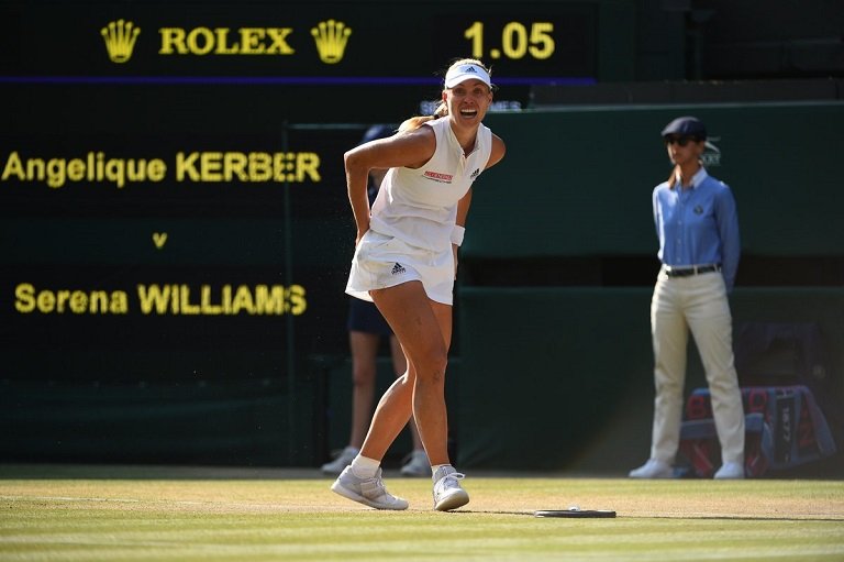 Angelique Kerber celebrates her first Wimbledon title