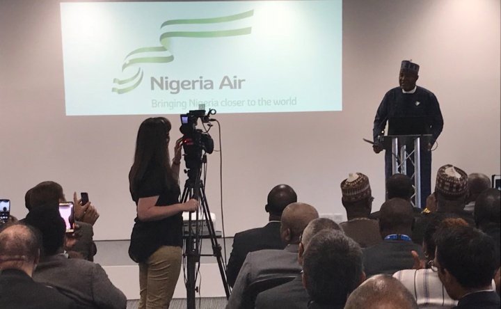 Hadi Sirika Minister of Aviation unveiling Nigeria's new national carrier, Nigeria Air