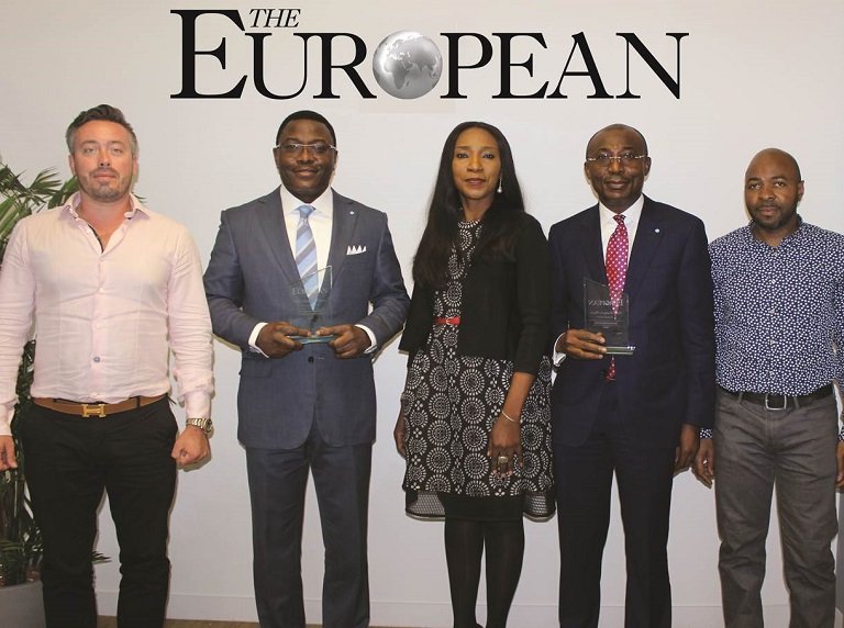 L-R: Mr. Janos Nieddu, Director, Chase Publishing, Mr. Obeahon Ohiwerei, GMD/CEO, Keystone Bank Ltd, Mrs. Omobolanle Osotule, Divisional Head, Marketing & Corporate Communications, Keystone Bank Ltd, Mr. Abubakar Sule, Deputy Managing Director, Keystone Bank Ltd, Mr. Edvaldo Naval, Global Head of Projects, Chase Publishing at the European Global Banking & Finance Awards 2018 where Keystone Bank was conferred with the ‘Most Innovative Bank of the Year Africa 2018 and the GMD/CEO, with the ‘Best Banking CEO 2018, in London, United Kingdom on Friday July 20, 2018