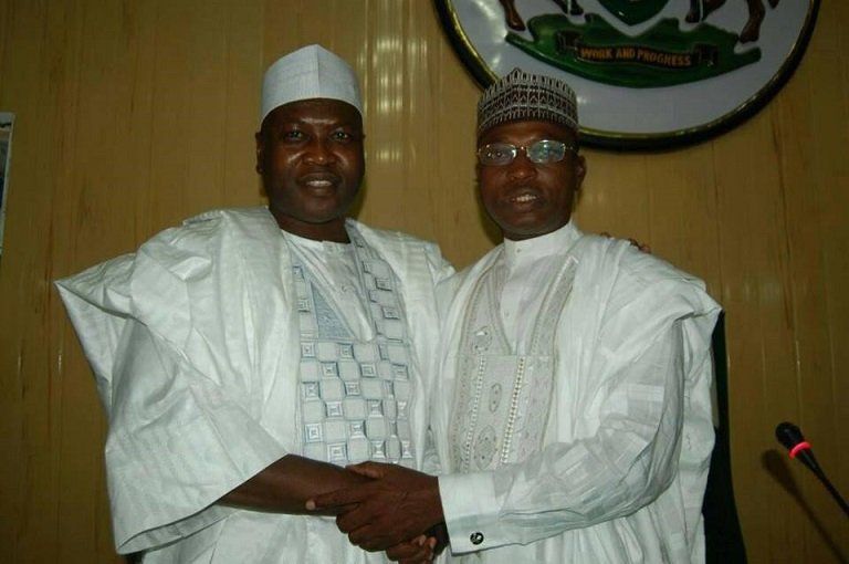 Newly installed Speaker Kabiru Alasan Rirum and impeached Speaker Yusuf Abdullahi Ata