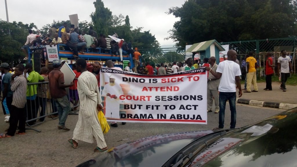 Nigerians protest against Senator Bukola Saraki and constituency projects in Nigeria