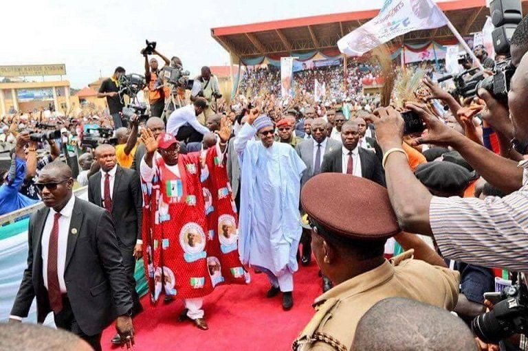 President Muhammadu Buhari campaigning for Kayode Fayemi in Ekiti