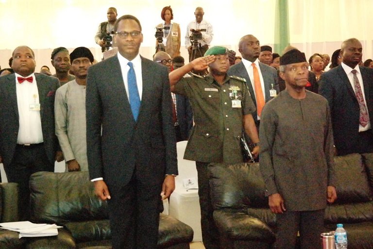 Prof Yemi Osinbajo and Babatunde Irukera, DG CPC at the launch of Patients' Bill of Rights