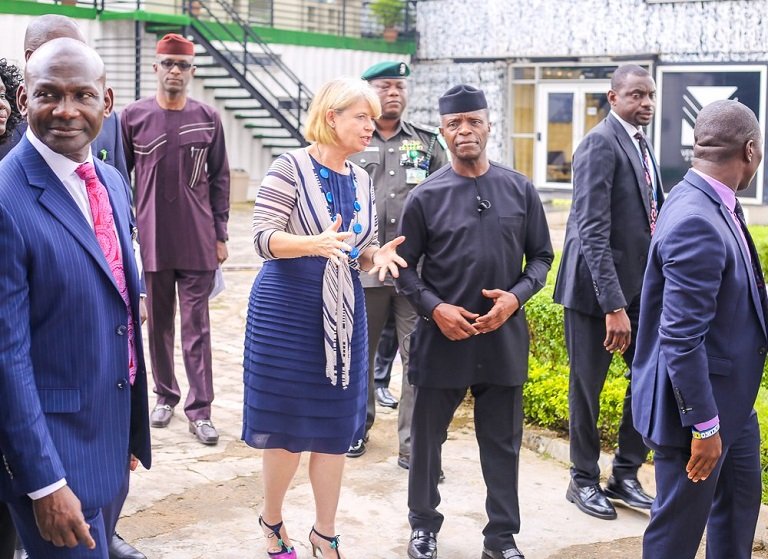 Harriett Baldwin and Vice President Yemi Osinbajo at the Ventures Platform in Abuja