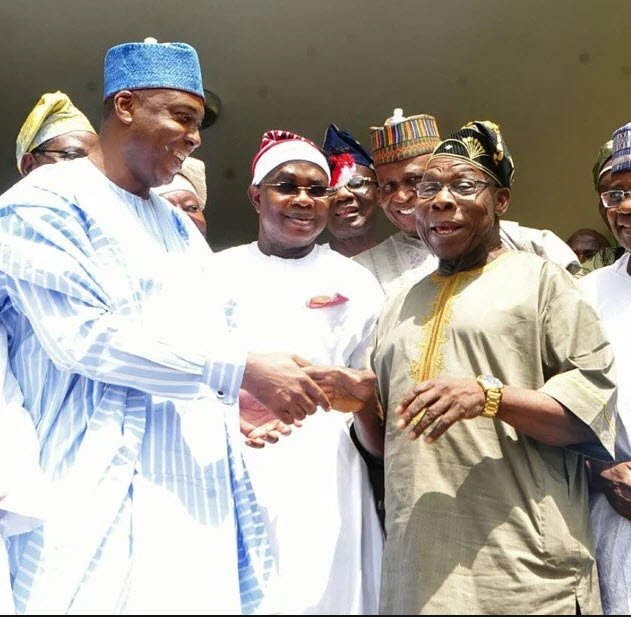 Senator Bukola Saraki paid a visit to former President Chief Olusegun Obasanjo in Abeokuta