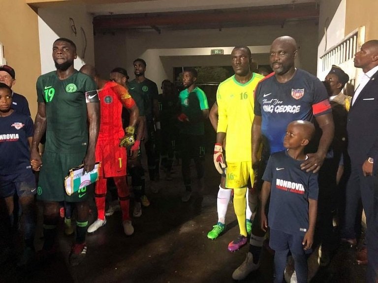 George Weah, 51, captained Liberia national team in an international friendly match against Nigeria