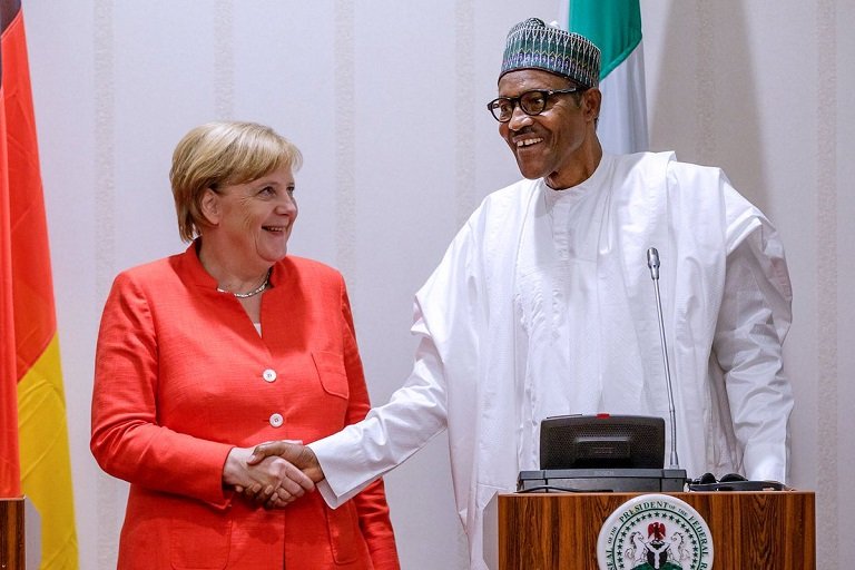 German Chancellor Angela Merkel visits Nigerian compatriot President Muhammadu Buhari