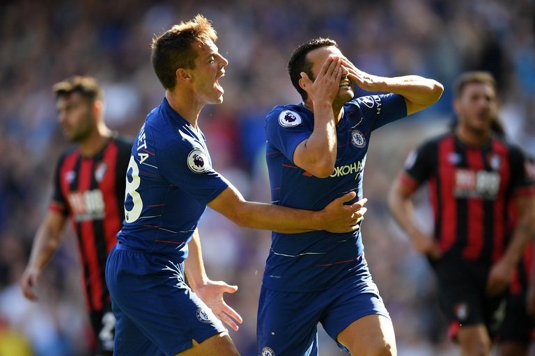 Pedro came off the bench to score Chelsea's first goal with Eden Hazard scoring the other