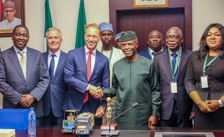 Vice President Yemi Osinbajo received a delegation from Royal Friesland Campina led by its Global CEO, Mr. Hein Schumacher