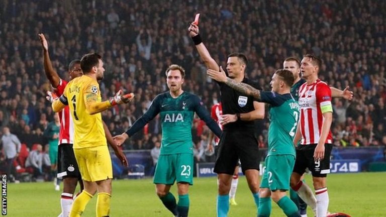 Hugo Lloris was sent off after a moment of madness