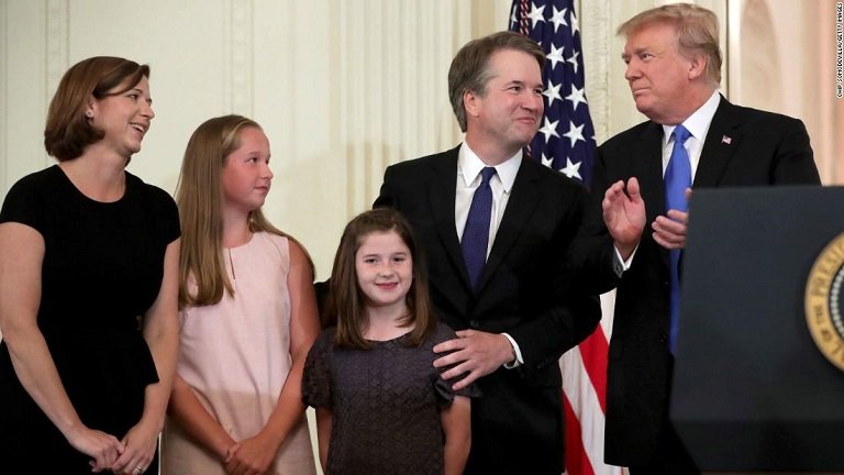 In front of his wife, daughters and Pres. Trump, Supreme Court Justice Brett Kavanaugh was sworn in tonight at a ceremonial event in East Room of the White House