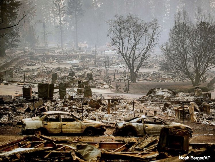 At least 66 persons have been confirmed dead in California Wildfires